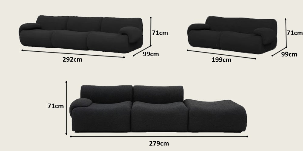 SOFÁ MODULAR DE 3 LUGARES C/ PUFF LEMMY