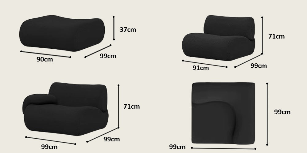 SOFÁ MODULAR DE 3 LUGARES C/ PUFF LEMMY