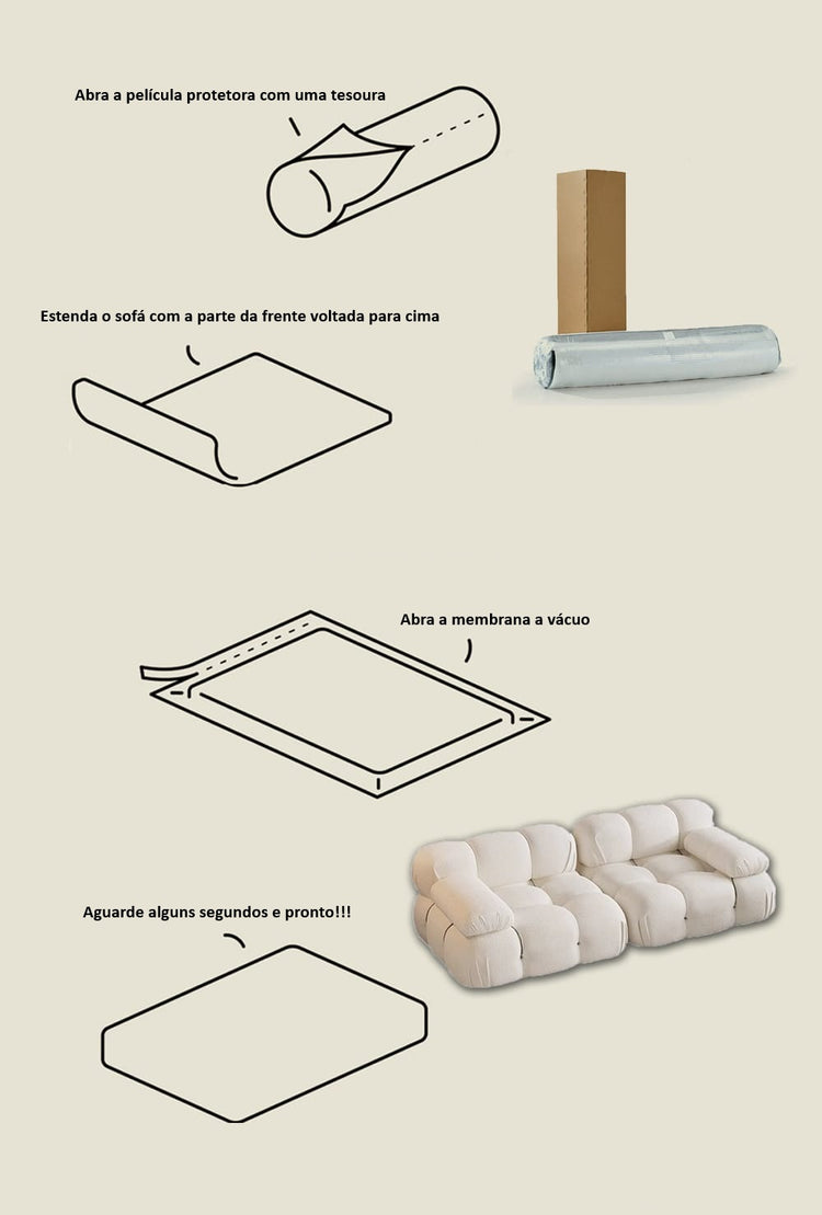 SOFÁ MODULAR DE 3 LUGARES PUFFS