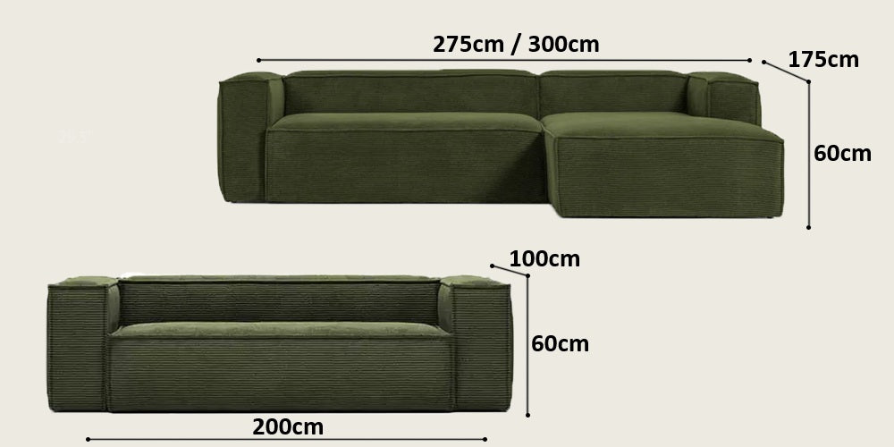SOFÁ MODULAR DE 3 LUGARES EM "L" TOFU B